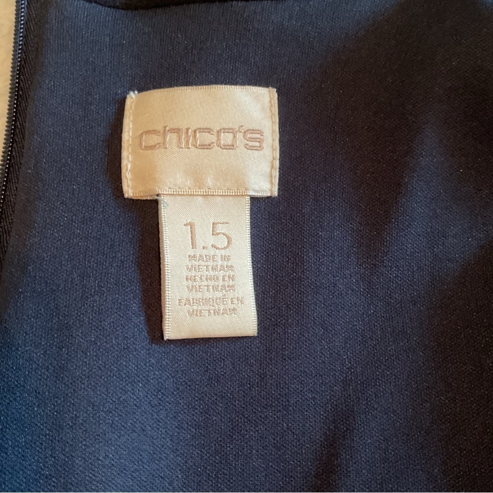Chico’s Dark Navy Blue Mock Neck Sleeveless Sheath Dress Size 1.5 Reg Med - Picture 8 of 12